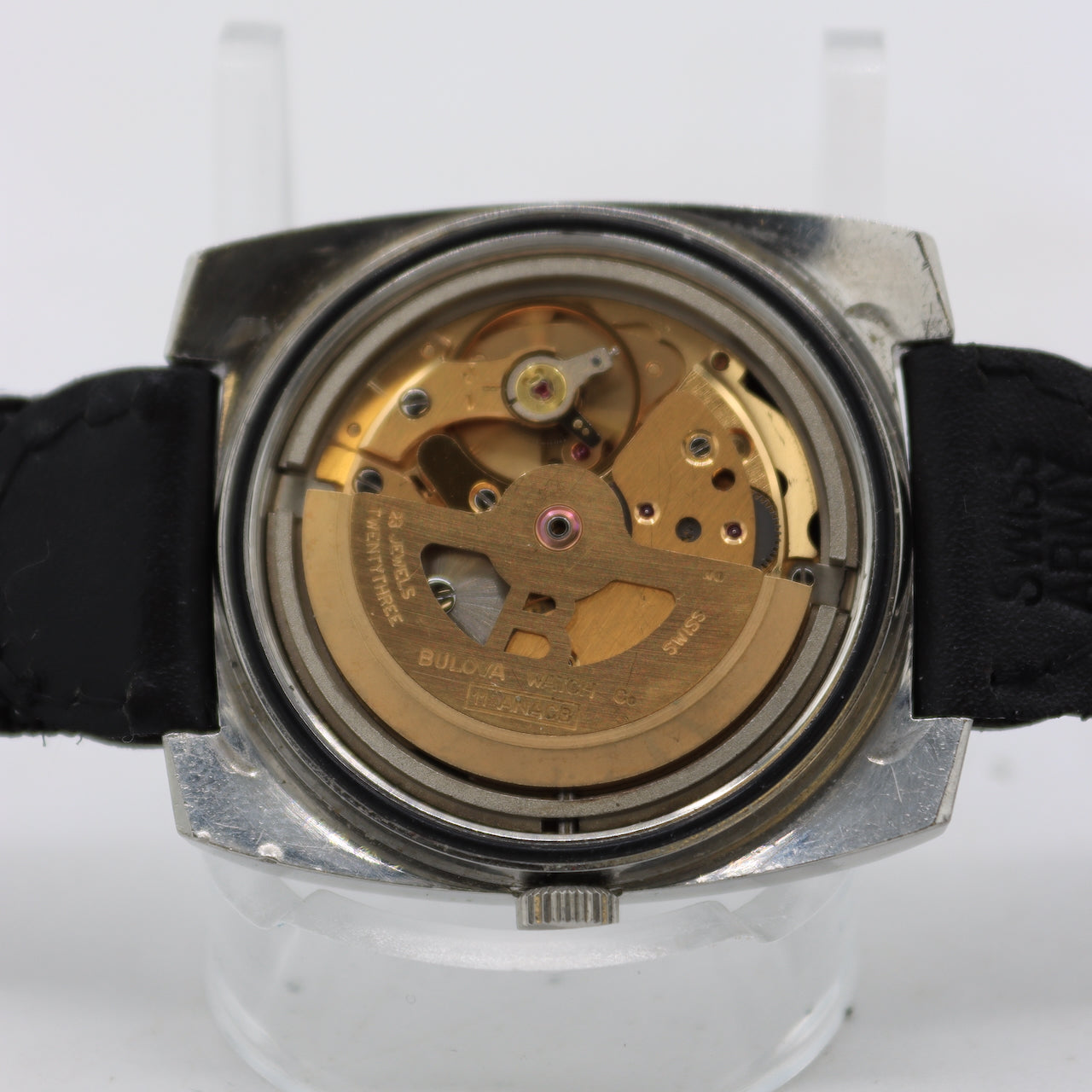 Vintage 35mm Bulova 849 Blue Dial 23J Men's Automatic Wristwatch 11ANACB Steel