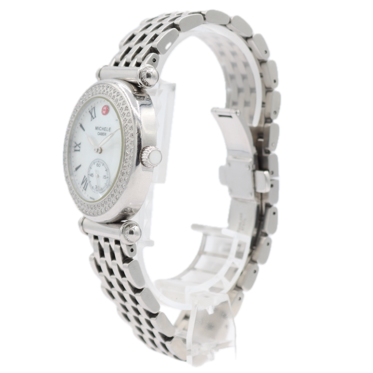 37mm Michele Caber Diamond Watch Ladies Quartz Wristwatch Swiss Steel With Box