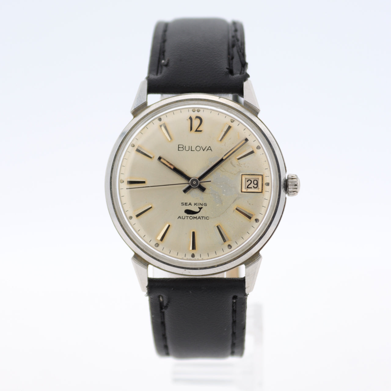 Vintage 33mm 1979 Bulova Sea King Men's Automatic Wristwatch 11ANACD Steel Runs