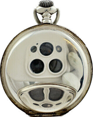 Antique Berlin Pocket Watch .925 Silver Enamel High Grade Swiss w Mustache Lever