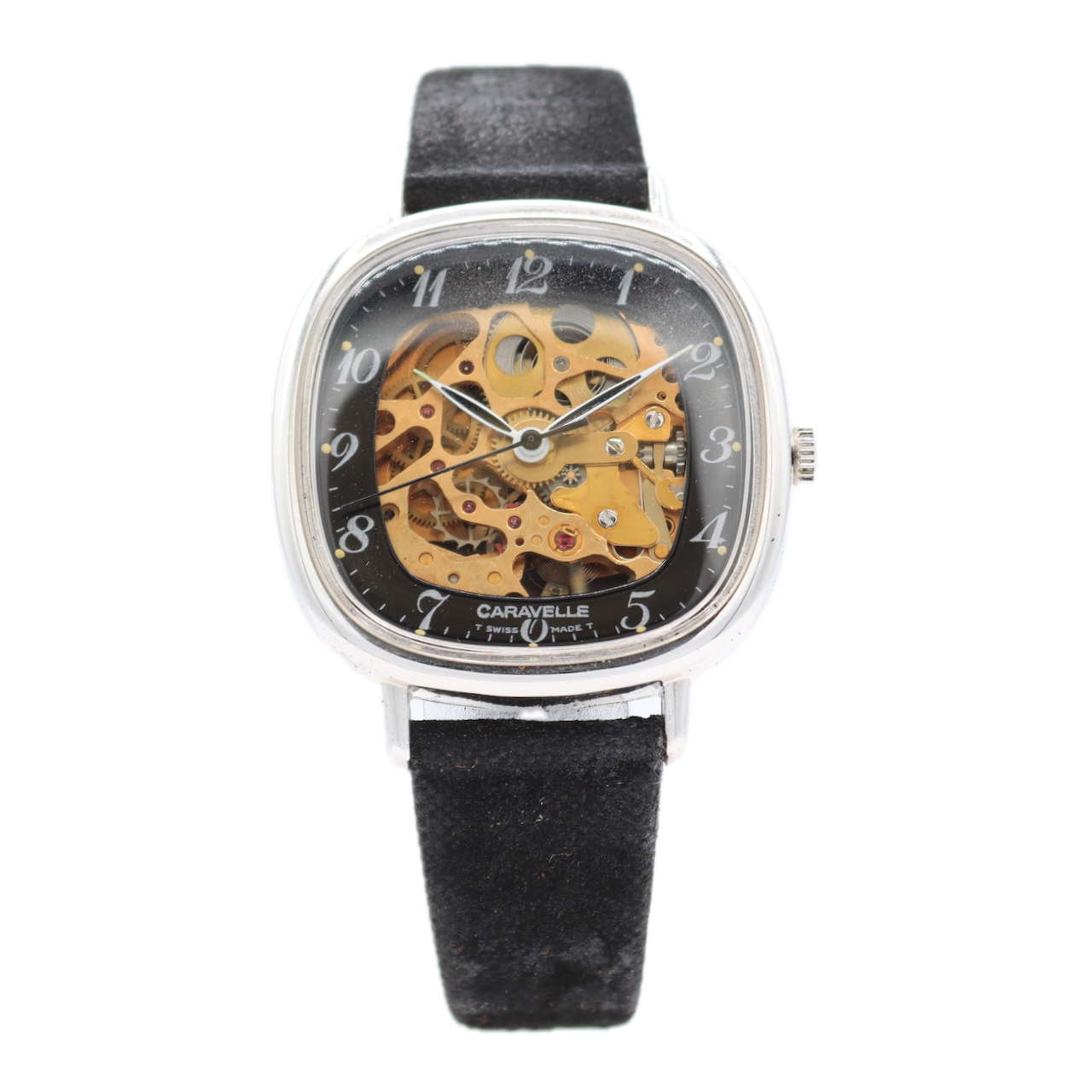 Vintage Caravelle NR8224/1 Skeleton Men's Mechanical Wristwatch 718S w Box