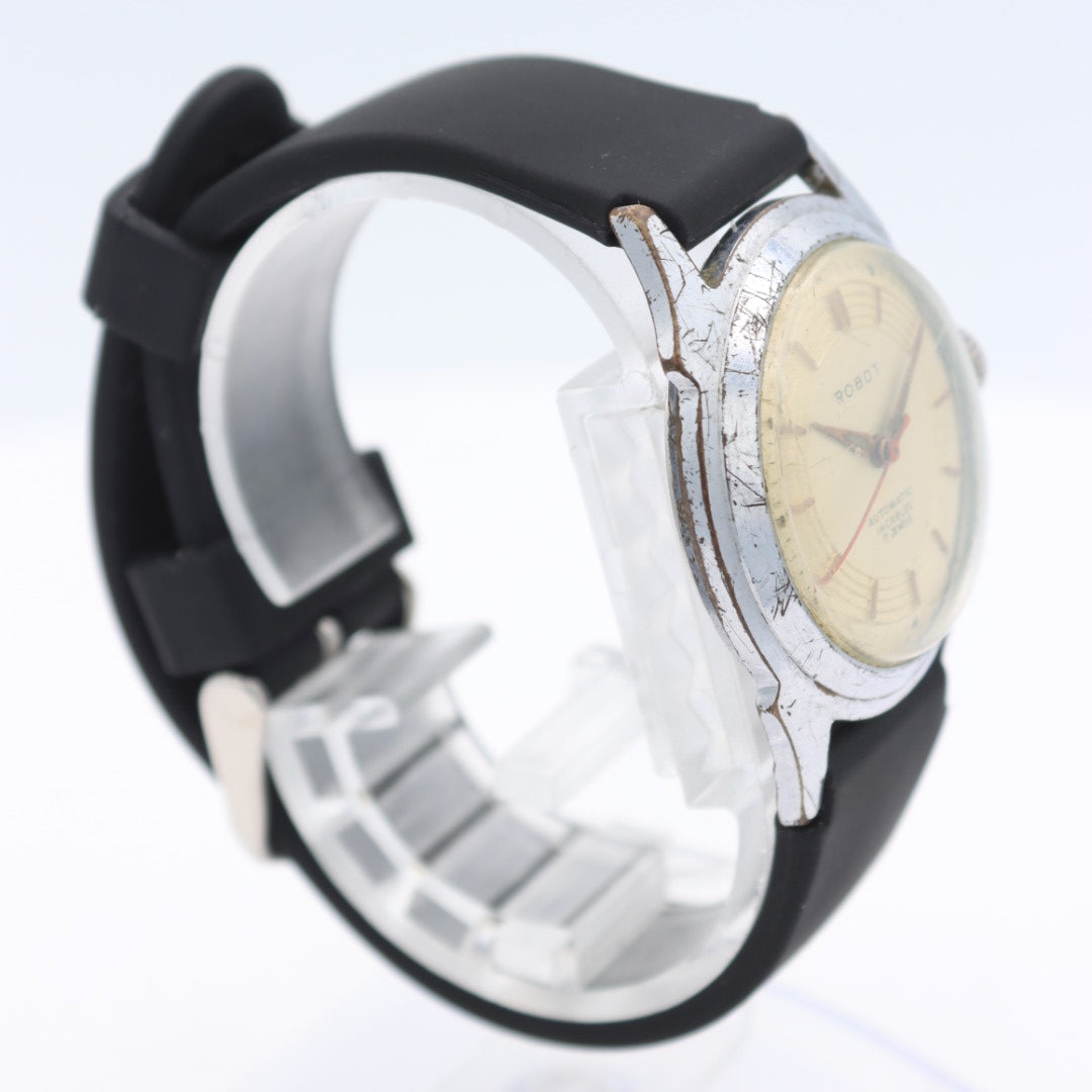 Vintage Robot Men's Automatic Wristwatch F 690 Swiss Made Steel & Chrome