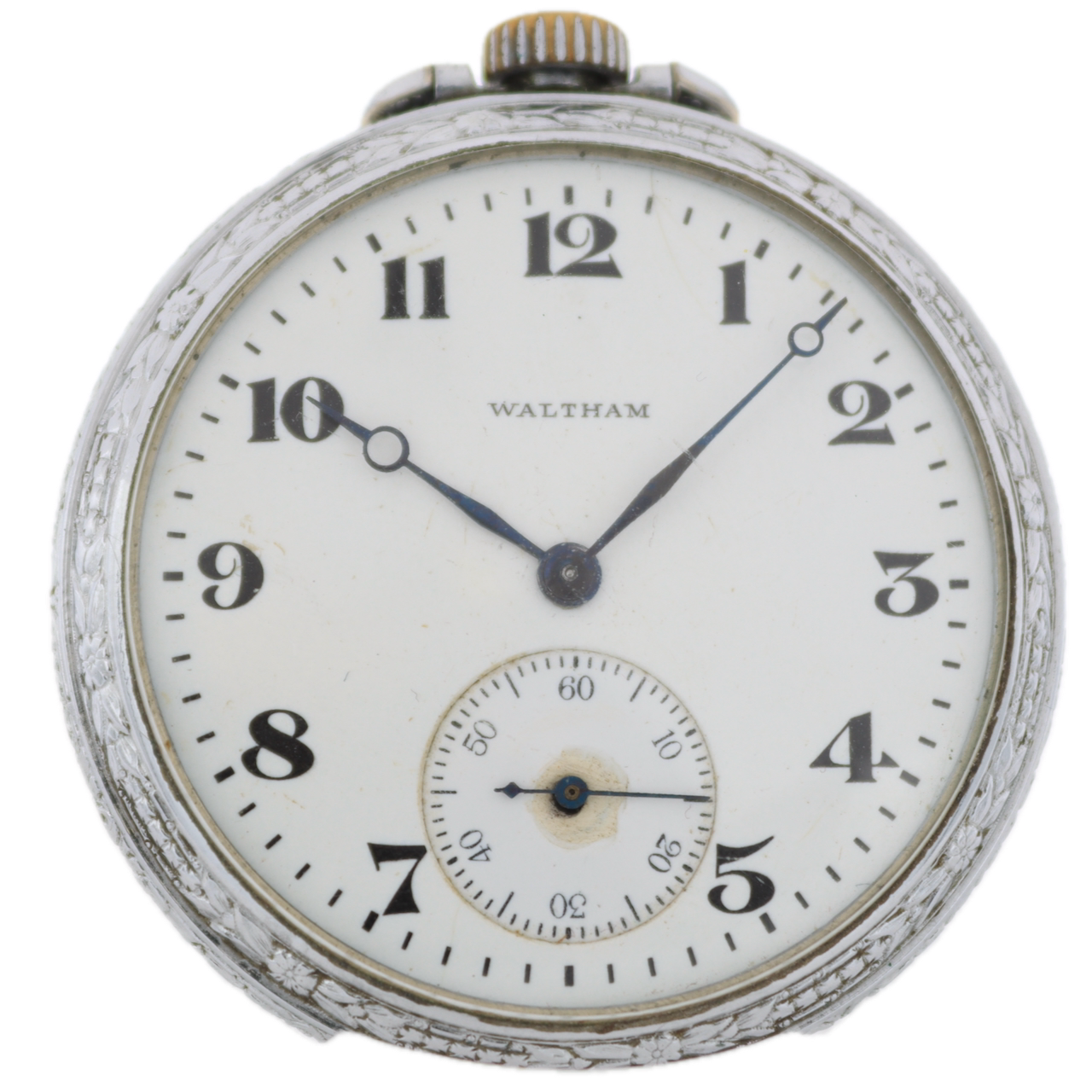 Antique 12 Size Waltham 15 Jewel Mechanical Pocket Watch 220 Chrome for Repair