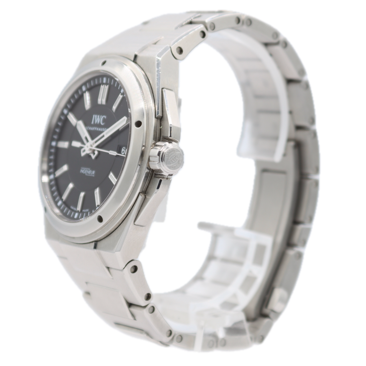 40mm IWC 3239-02 Ingenieur Black Men's Automatic Wristwatch Swiss Steel W/ Case
