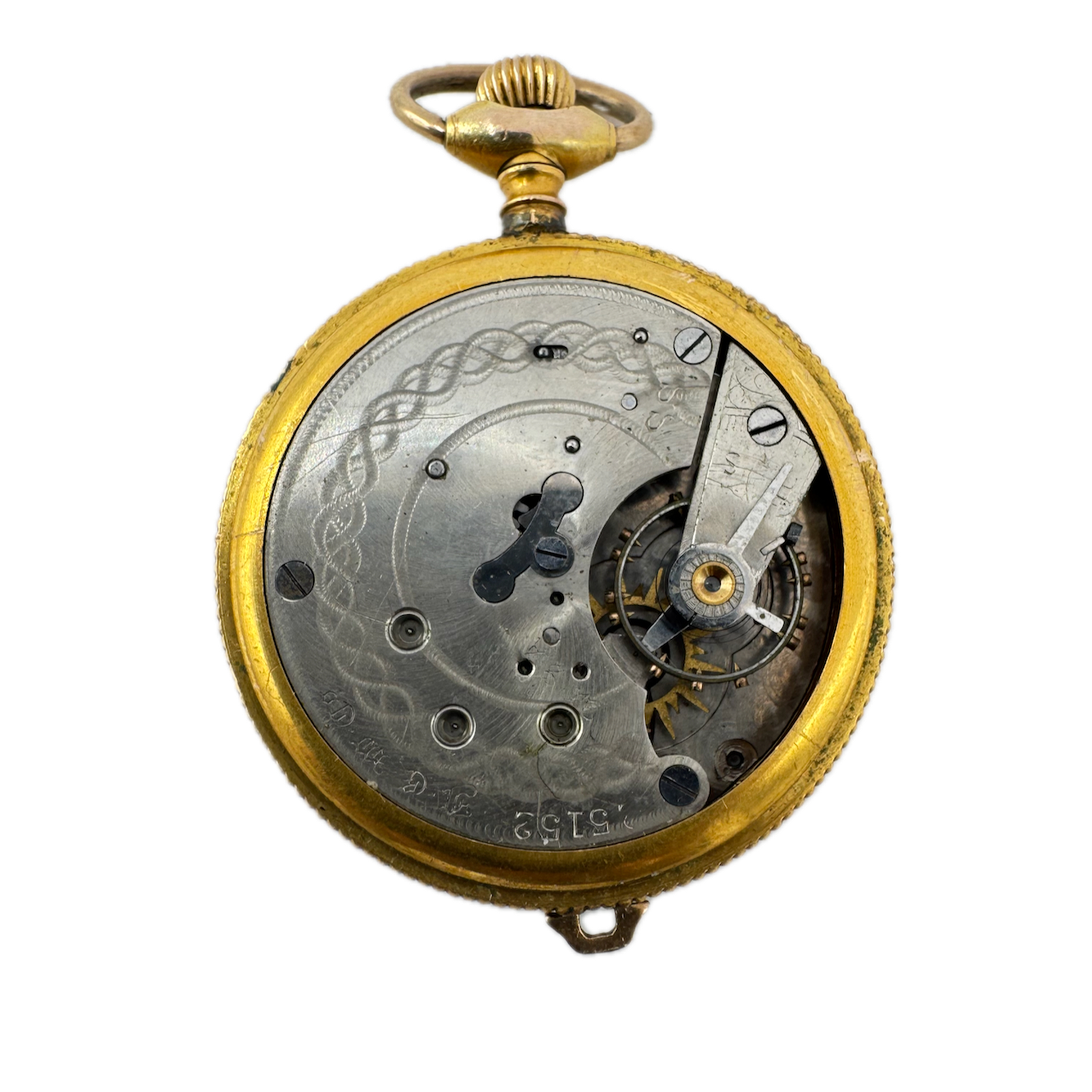 Antique Repousse Case Duplex Escapement Pocket Watch Gold FIlledfor Repair