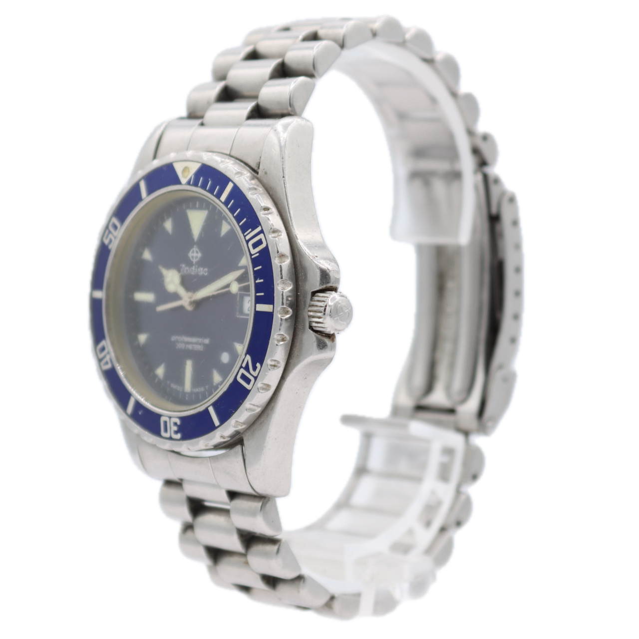 Zodiac 206.65.55 Professional Blue Men's Quartz Wristwatch ETA 955.112 Steel