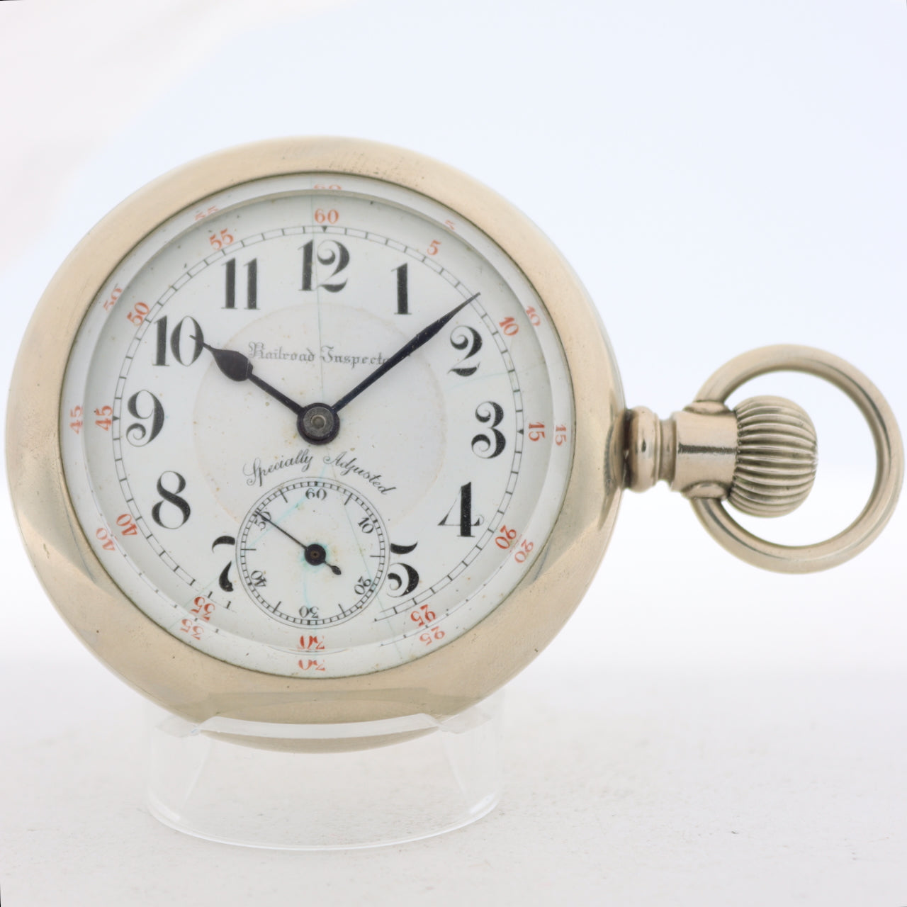 Antique 18s Railroad Inspector 23j Mechanical Pocket Watch Swiss Fake Silverode