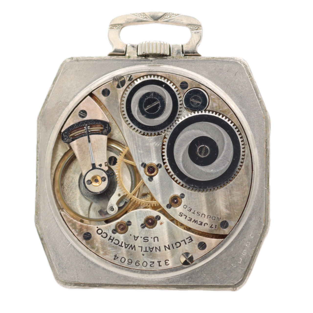 Antique 12s 1928 Elgin Square Cushion 17J Mechanical Pocket Watch 479 14k GF