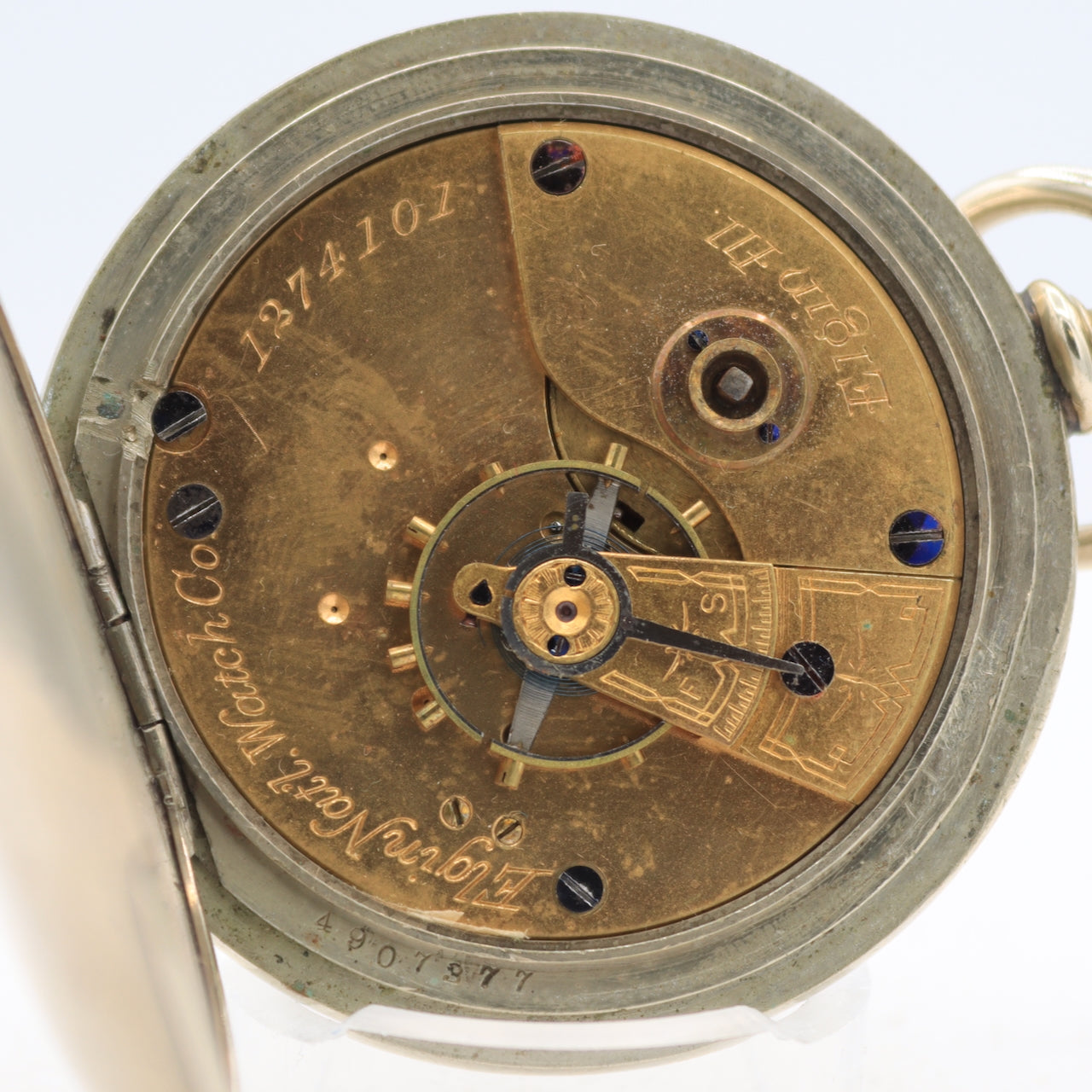 Antique 18 Size Elgin Key Wind Pocket Watch Grade 7 Nickel Silver USA Running