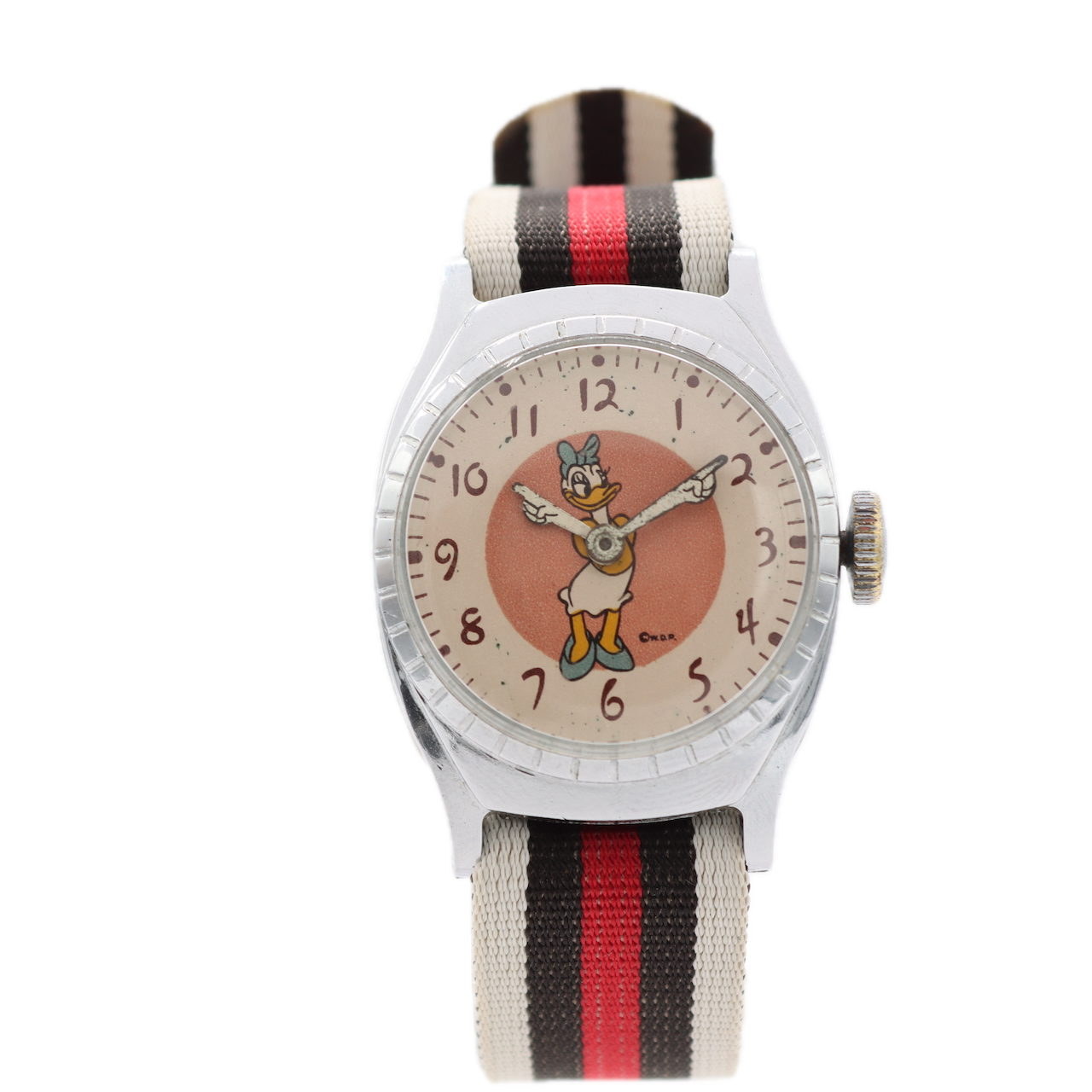Vintage Walt Disney Daisy Duck Men's Mechanical Wristwatch USA Chrome Plated