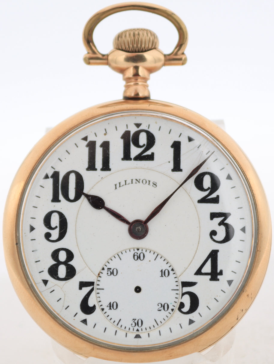 Antique 16s 1921 Illinois 21 Jewel Railroad Pocket Watch Bunn Special 20 Yr GF