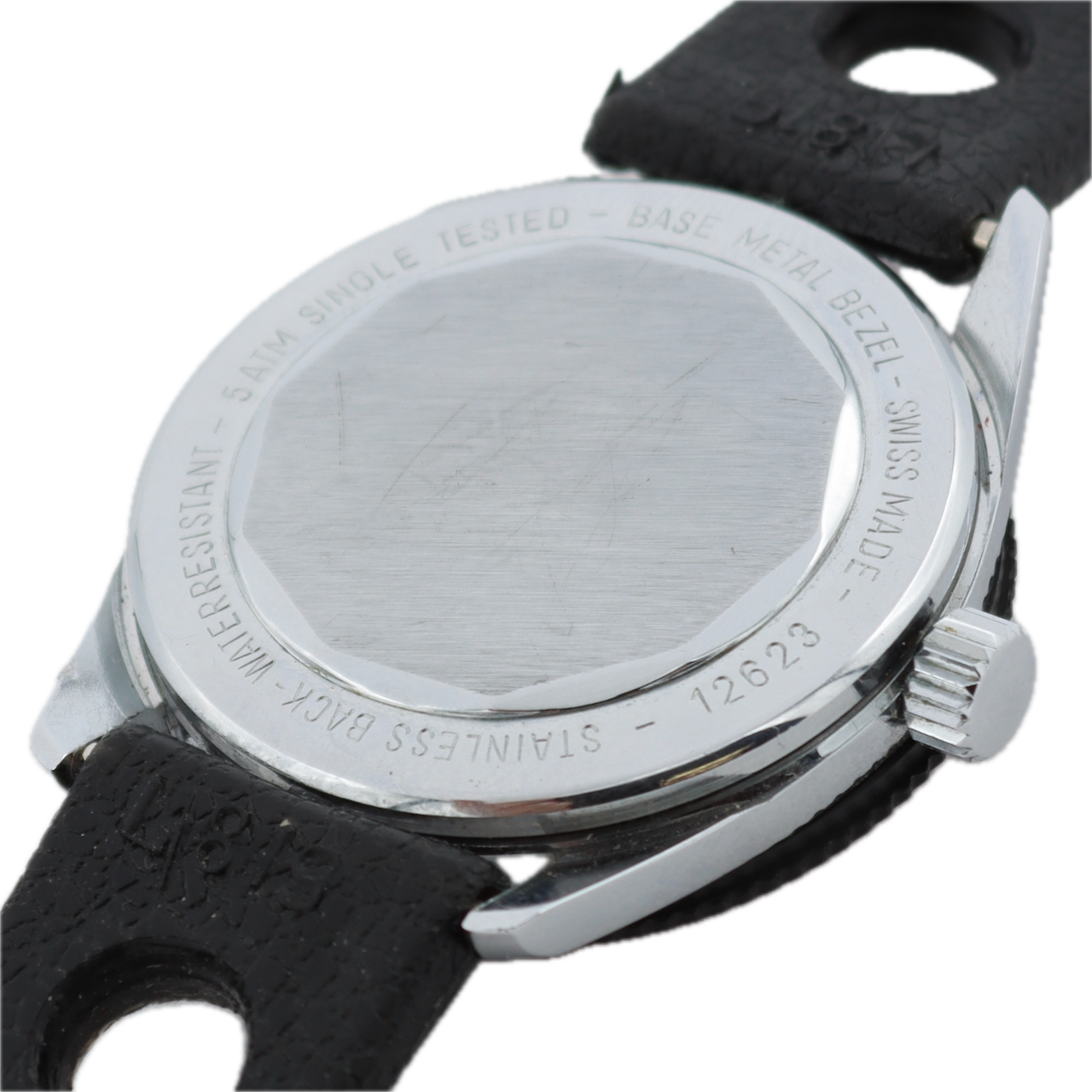 Vintage CustOmtime World Time Men's Wristwatch Swiss Chrome Plated Diver Style