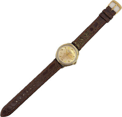 Vintage Movado Men's Bumper Automatic Wristwatch 221A Gold Capped w Borgel Case