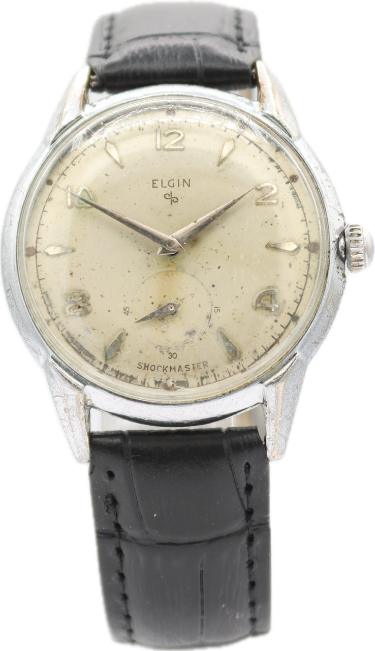 Vintage 34.5mm Elgin 9580 Shockmaster Men's Mechanical Wristwatch 715 USA