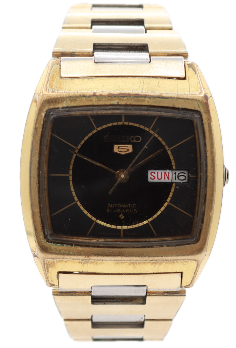 Vintage Seiko 6319-5020 5 Men's Automatic Wristwatch Gold Plated & Steel
