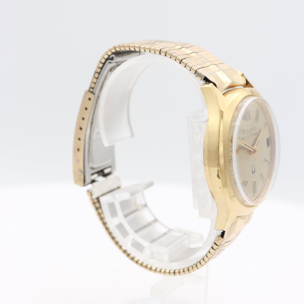 Vintage 1976 Bulova Accutron Date Men's Tuning Fork Wristwatch USA Gold Tone