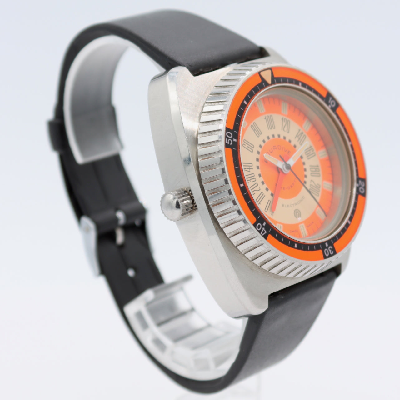 Vintage Aqua Dive Time Depth 50 Men's Electronic Wristwatch Swiss Steel W/ Box