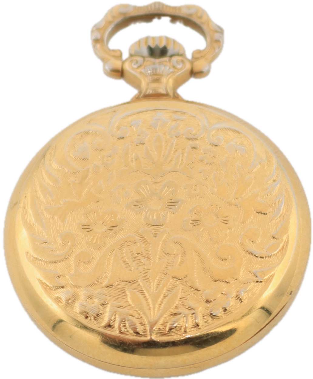 Vintage Calibiri Floral 17 Jewel Mechanical Pocket Watch Gold Tone France