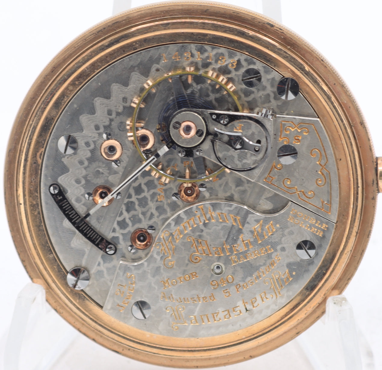 Antique 18s 1920 Hamilton Fancy Engraving 21 Jewel Railroad Pocket Watch 940