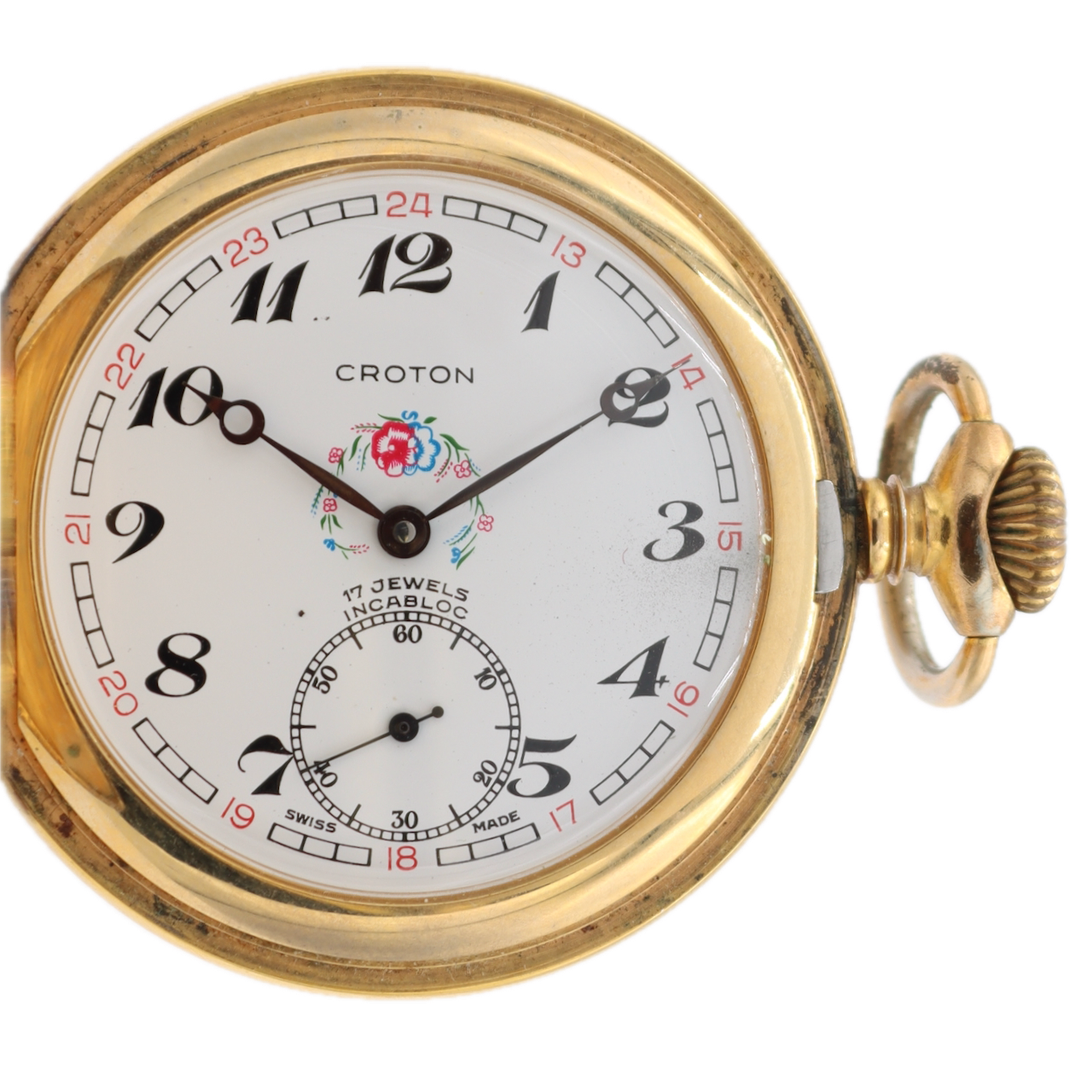 Vintage 50mm Croton Ancre de Precision 17j Mechanical Hunter Pocket Watch