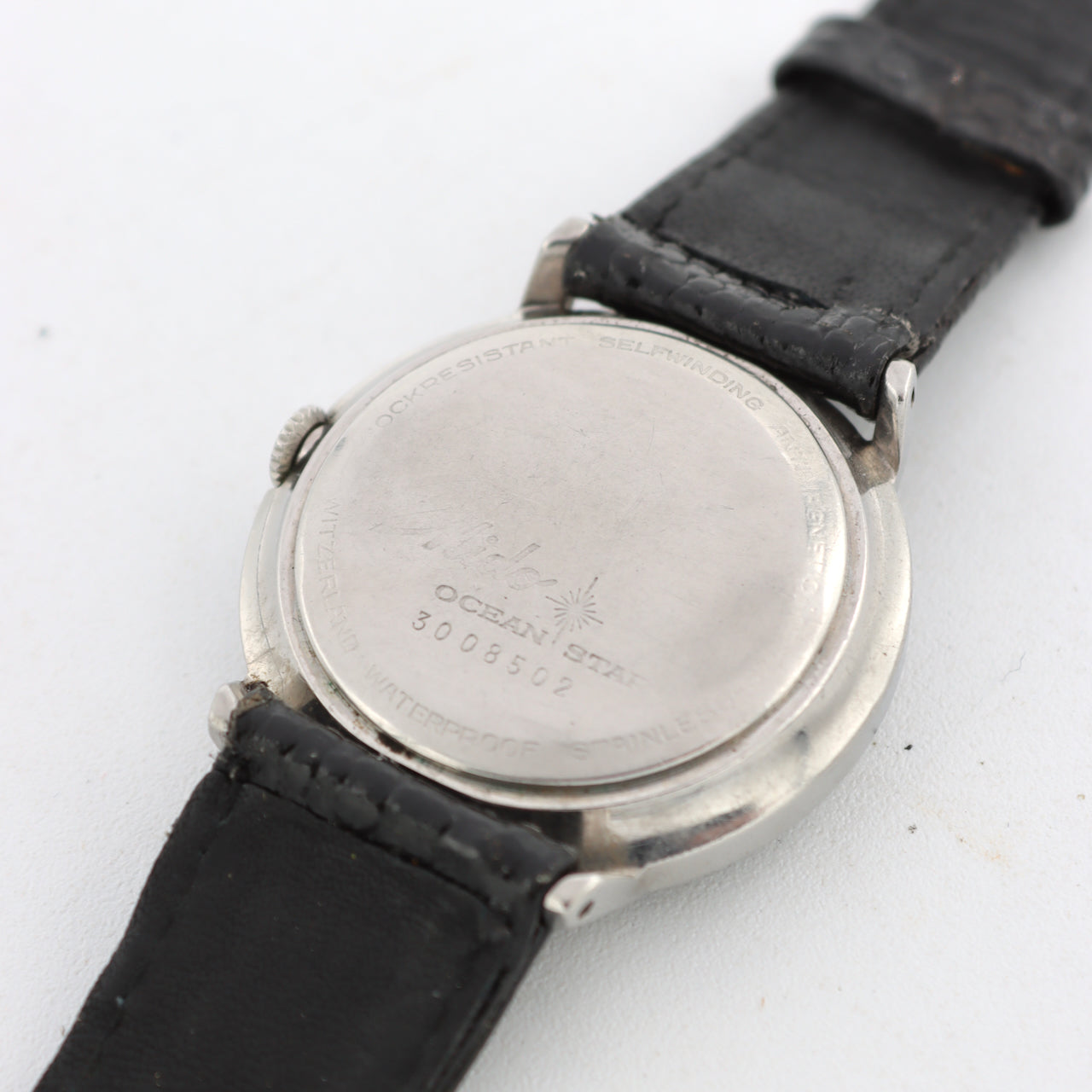 Vintage 33mm Mido Ocean Star Powerwind Men's Automatic Wristwatch Matte Black