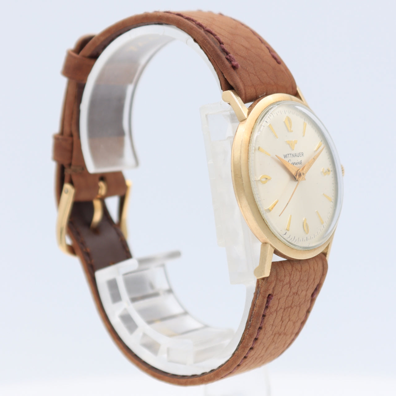 Vintage 30mm Wittnauer Geneve Cream Dial Men's Mechanical Wristwatch 10k RGP