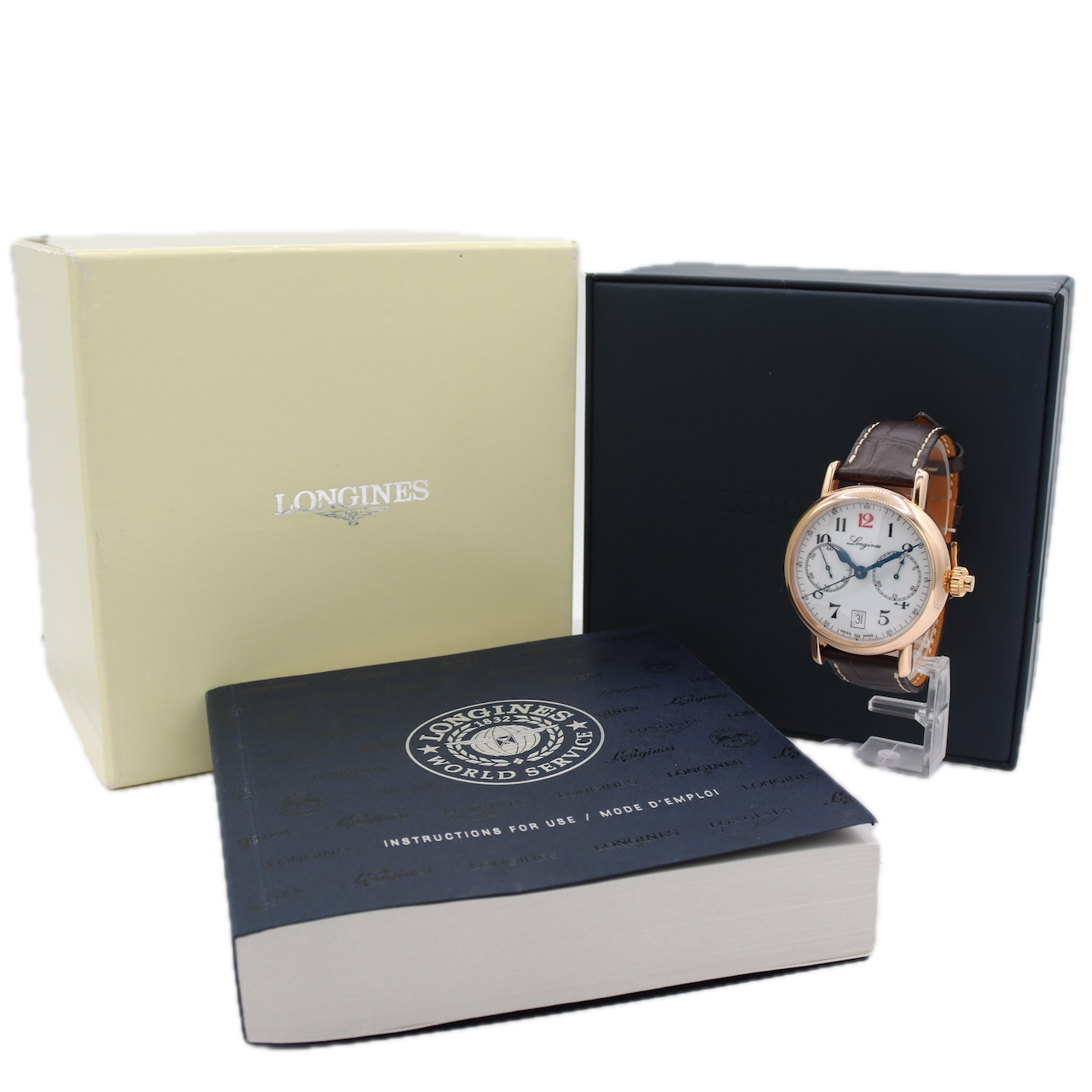 Longines L2.775.8.23.3 Heritage Men's Automatic Wristwatch 18k Gold Monopusher
