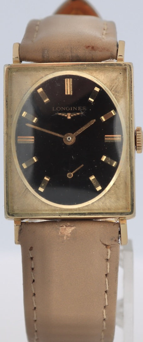 Vintage Longines 1137-370 Black & Linen Men's Mechanical Wristwatch 370 10k GF