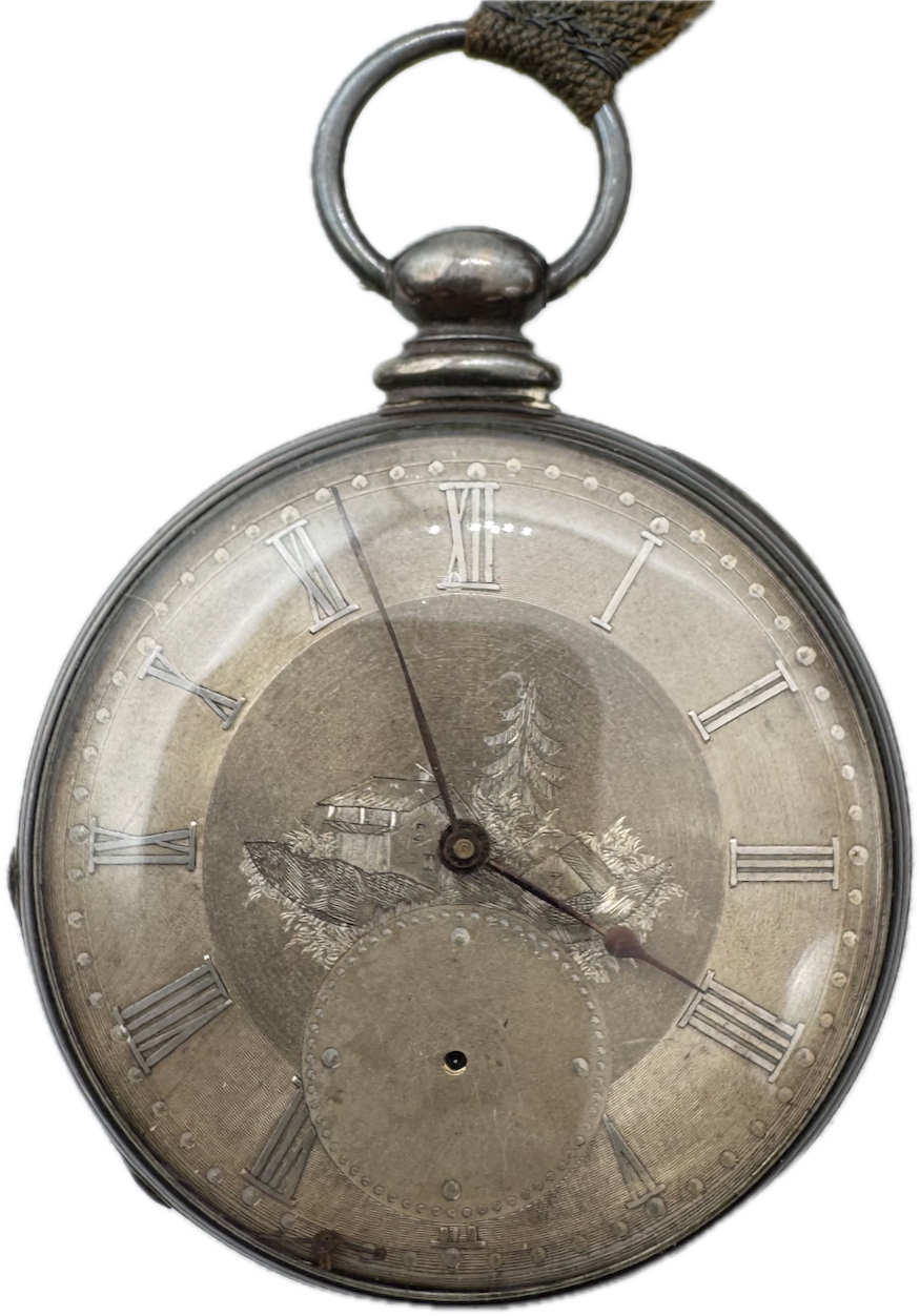 Antique Joseph French Farm Key Cylinder Escapement Pocket Watch Royal Exchange