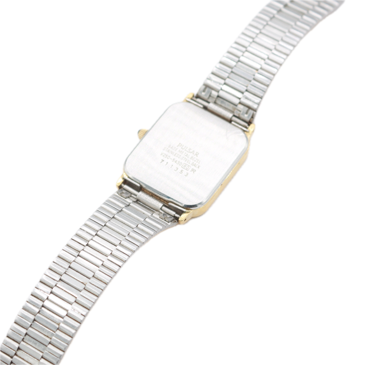 Vintage Pulsar V250-5430 Diamond & Black Dial Men's Quartz Wristwatch Gold Tone