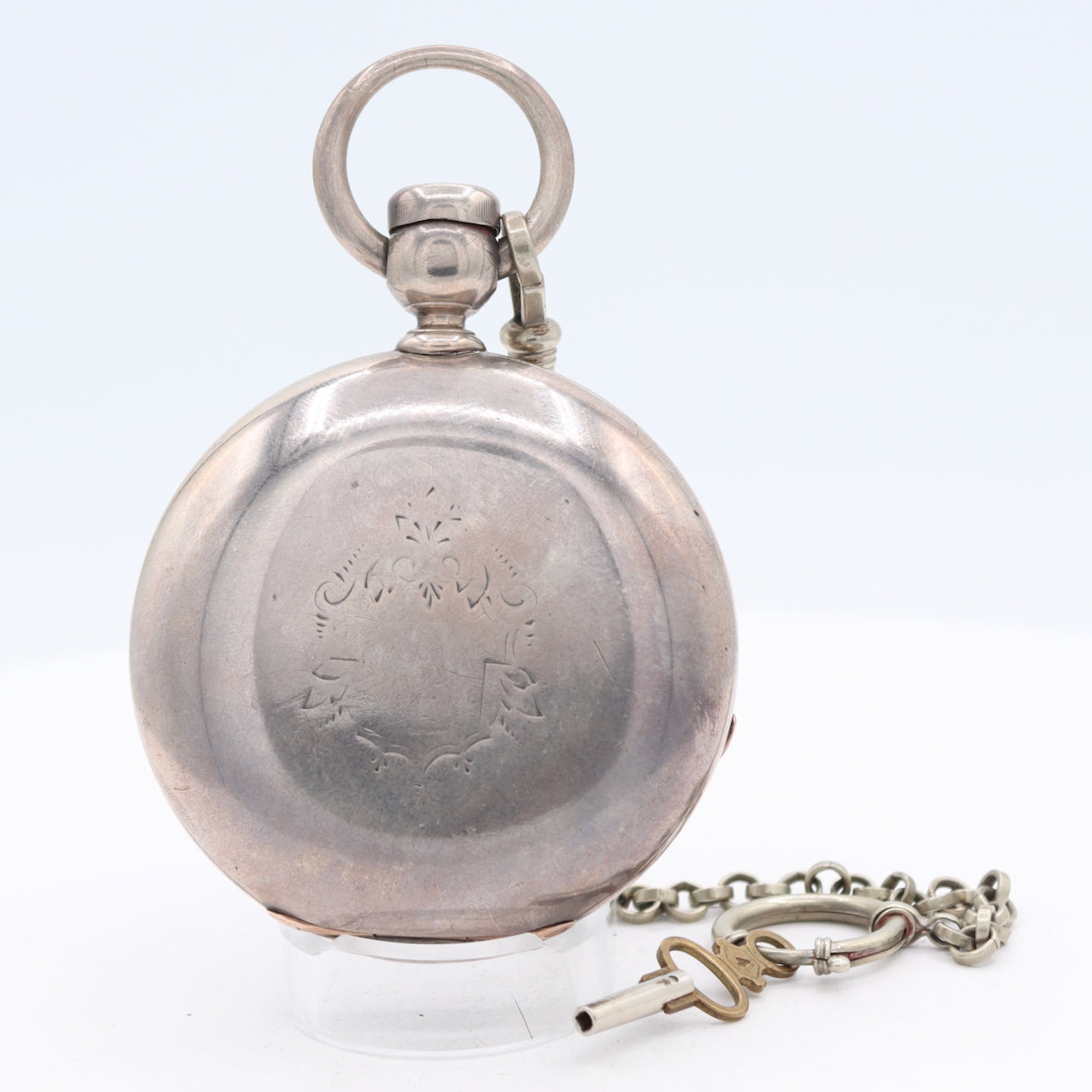 Antique 1884 Elgin 6 Ounce 11J Key Wind Hunter Pocket Watch 13 Coin Si