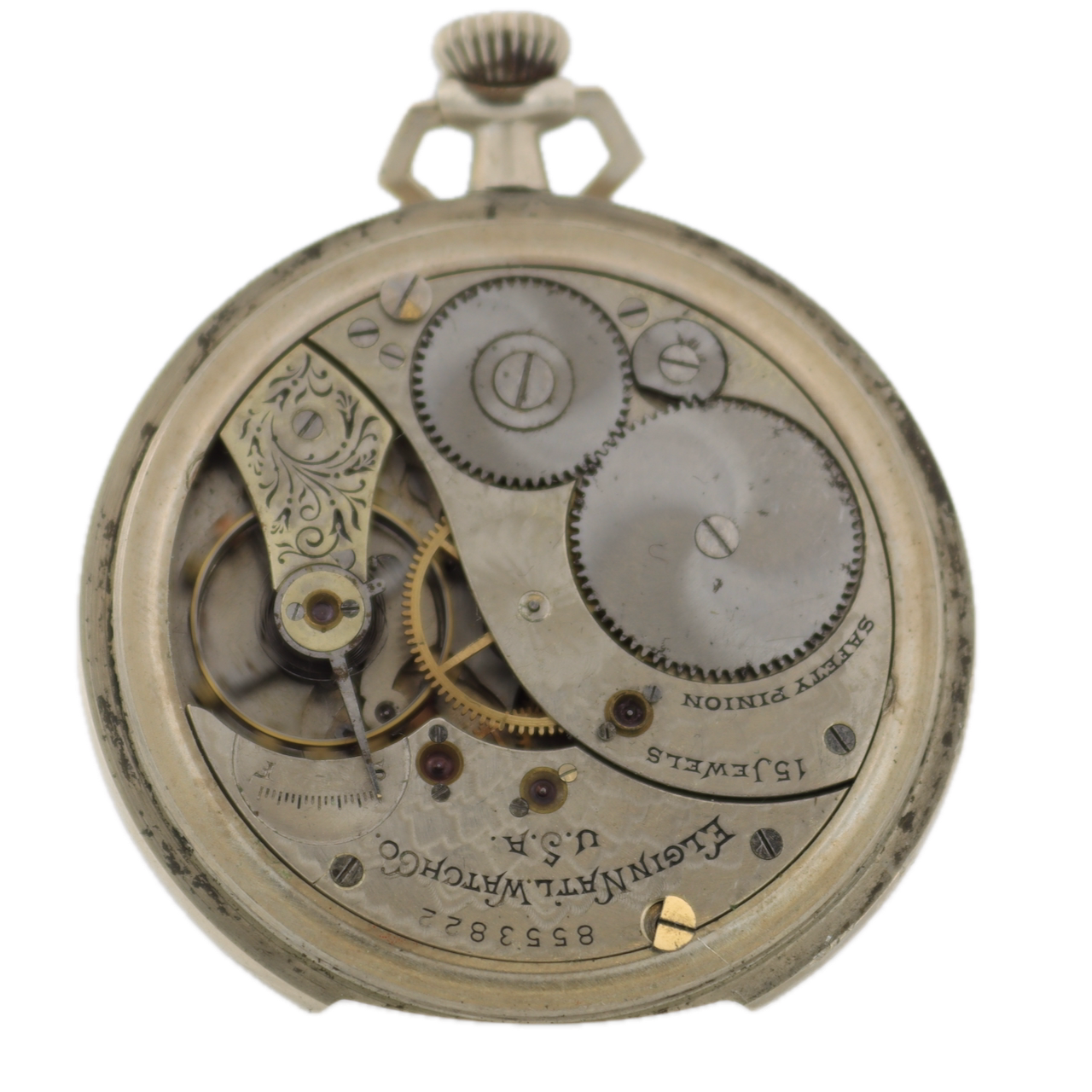 Antique 12 Size Elgin 15 Jewel Mechanical Pocket Watch 235 Nickel Running