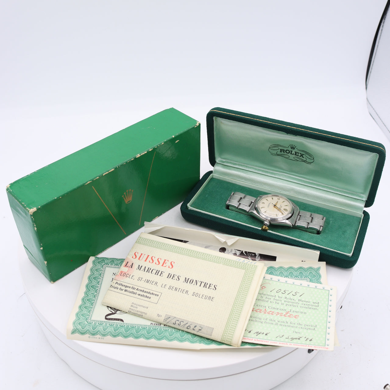 1955 Rolex 6564 Oyster Perpetual Men's Automatic Wristwatch 1030 Steel Full Set