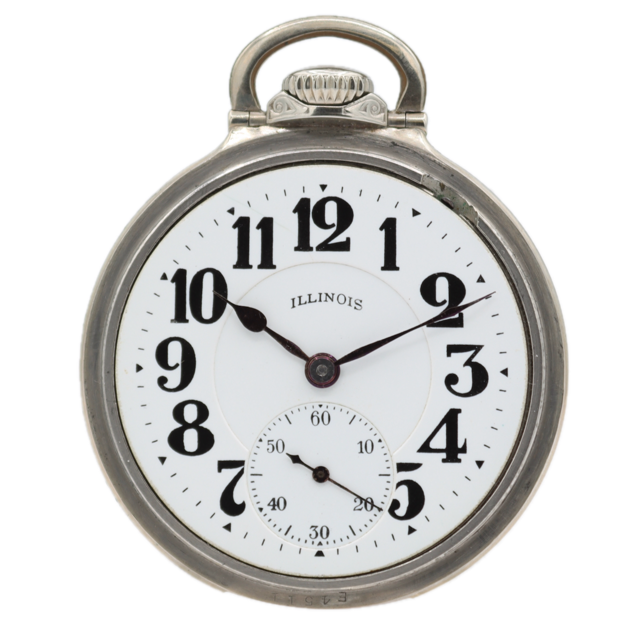 Antique 16s 1925 Illinois 14 21j Railroad Pocket Watch Bunn Special White GF