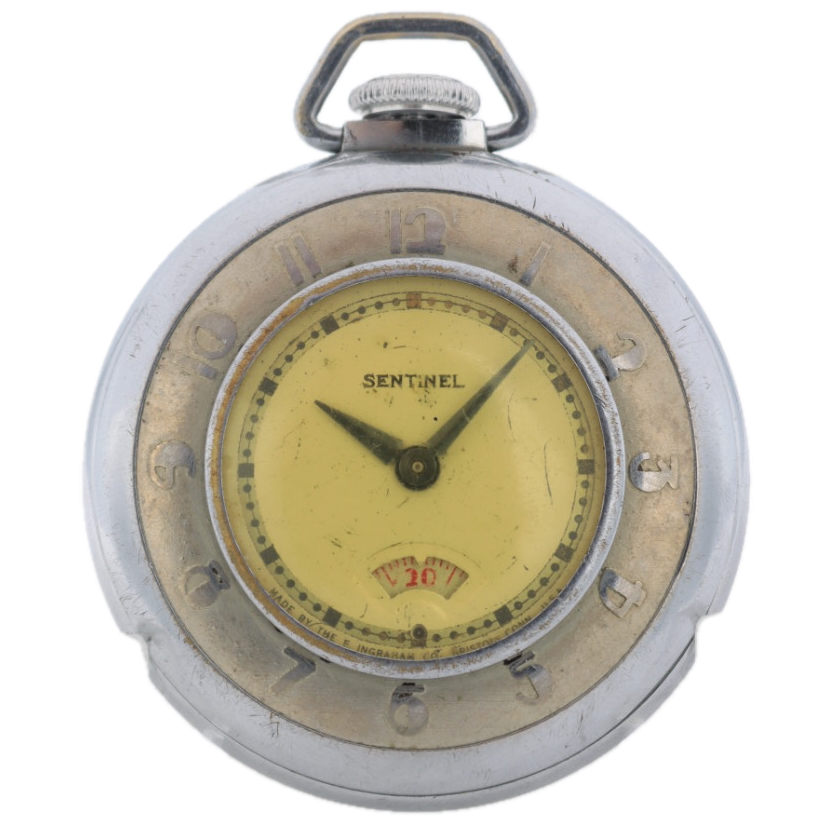 Vintage 16s Sentinel Secometer Mechanical Pocket Watch Chrome Plated USA