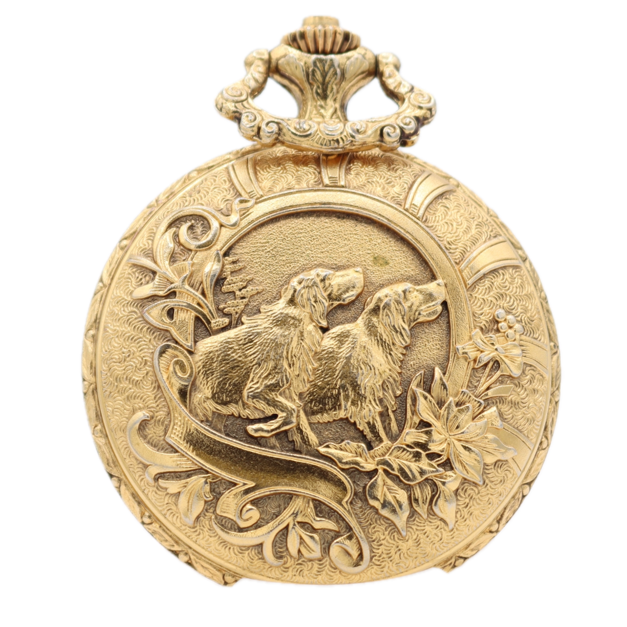 Antique Majestime Bird Dial 17 Jewel Mechanical Hunter Pocket Watch Swiss
