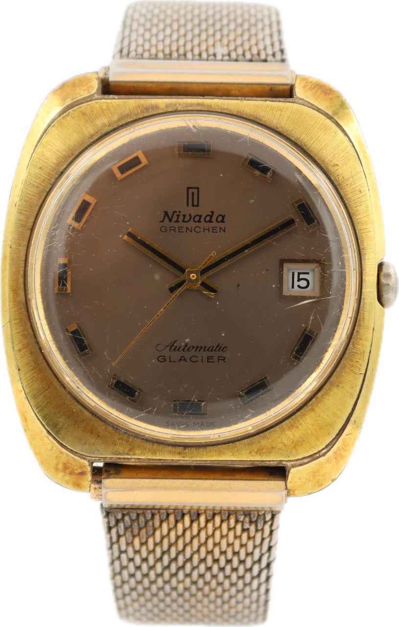 Vintage 36mm Nivada Antarctic Glacier Men's Automatic Wristwatch 2472 Swiss