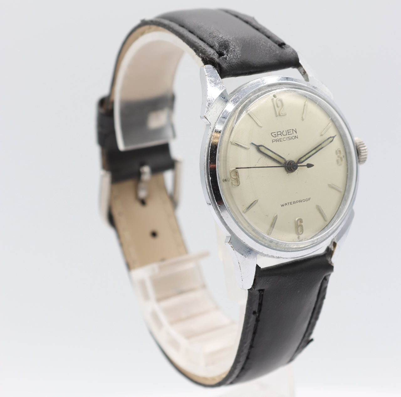 Vintage 33mm Gruen Men's Mechanical Wristwatch N510SS Swiss Base Metal