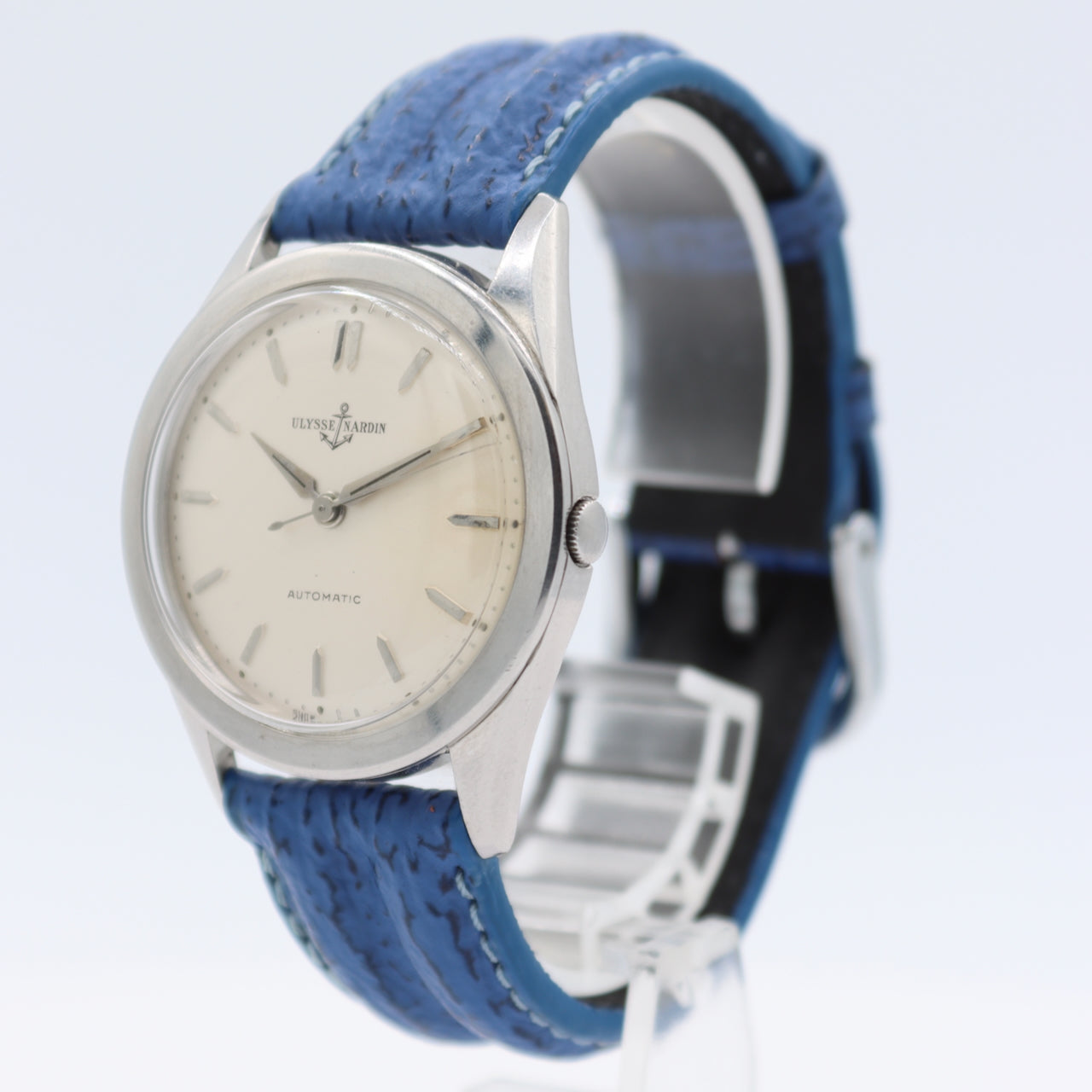 Vintage 35mm Ulysse Nardin White Dial Men's Automatic Wristwatch Swiss Steel