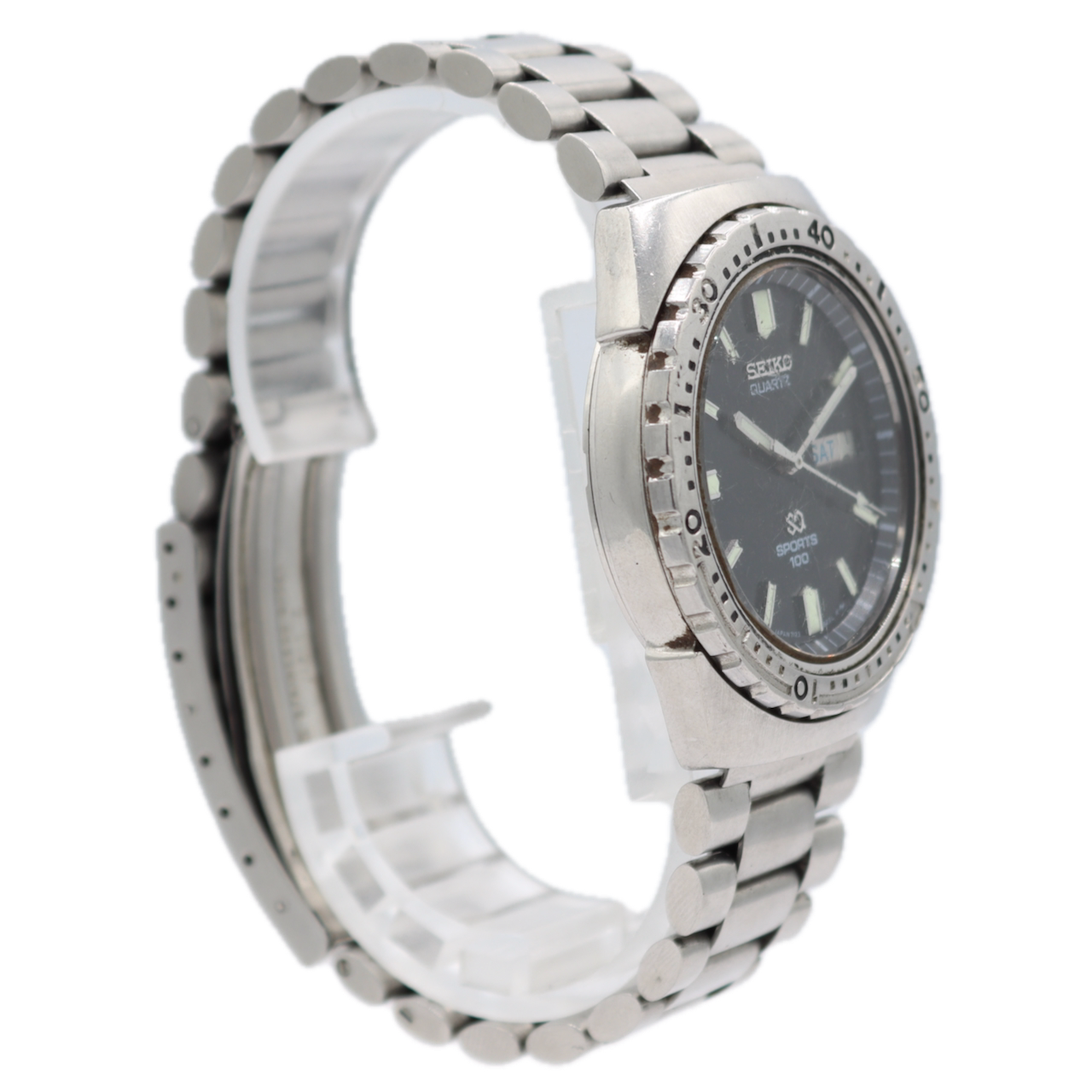 Vintage 37mm Seiko 7123-8219 Sports 100 Men's Quartz Wristwatch 7123A Steel