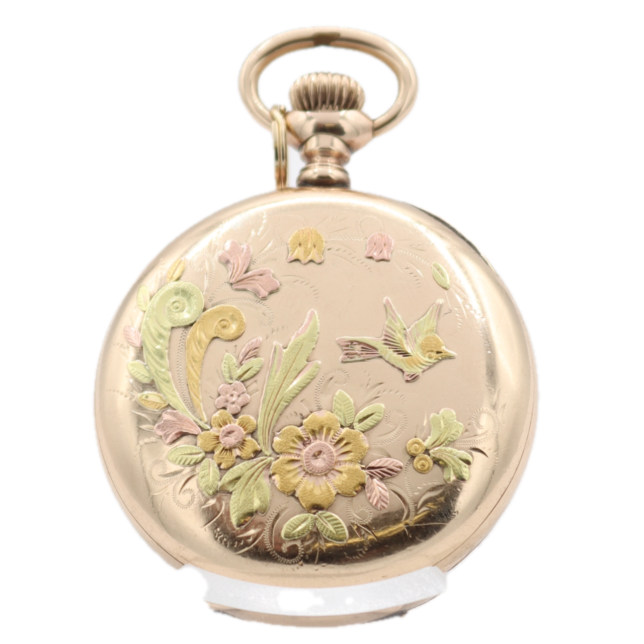 Antique 0s Elgin Green Multicolor Hunter Pocket Watch 109 Tricolor Gold Filled