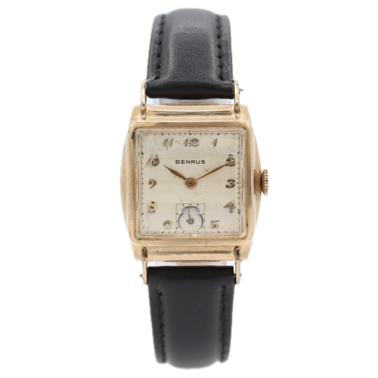 Vintage 25.5mm Benrus BA4 Men's Mechanical Wristwatch Swiss 10k RGP Art Deco