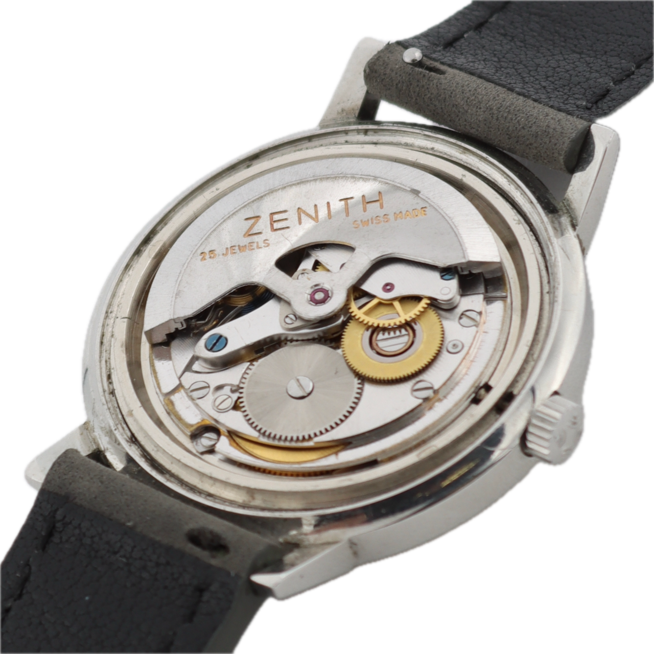 Vintage 36mm Zenith Sunburst 25 Jewel Men's Automatic Wristwatch Swiss Steel