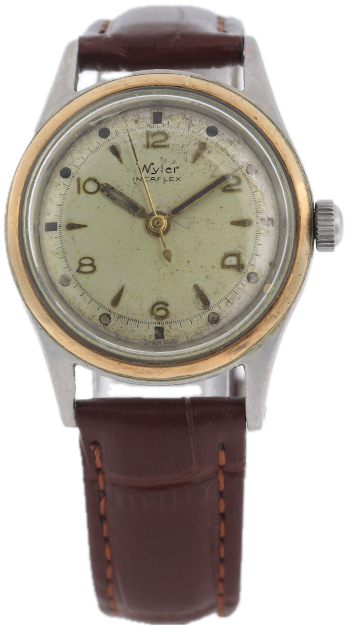 Vintage Wyler 21950 Incaflex Men's Mechanical Wristwatch Swiss Steel & Gold Tone