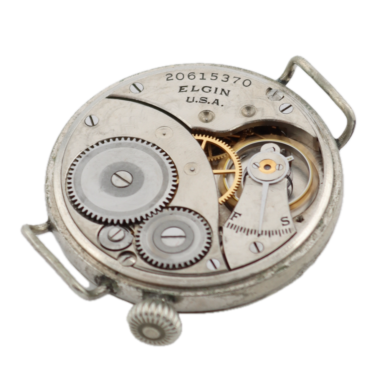 Antique 1918 Elgin WW1 Military Offset Crown Men's Mechanical Wristwatch 418 2