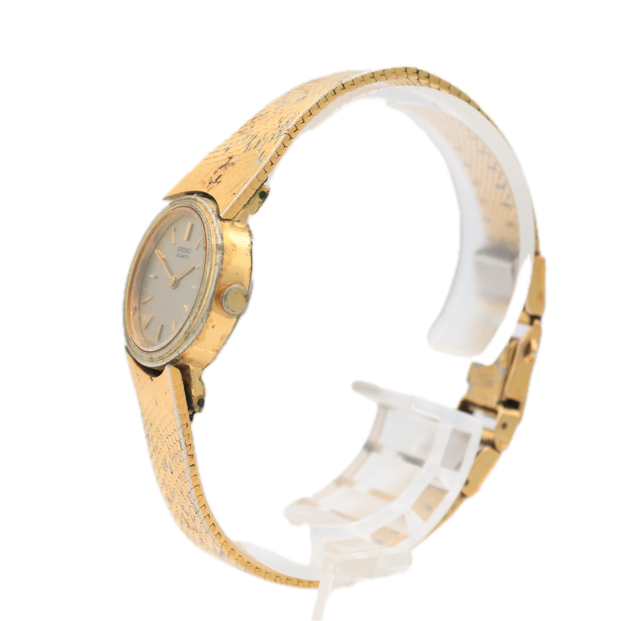 Vintage Seiko 1400-8099 Silver Dial Ladies Quartz Wristwatch Japan Gold Tone