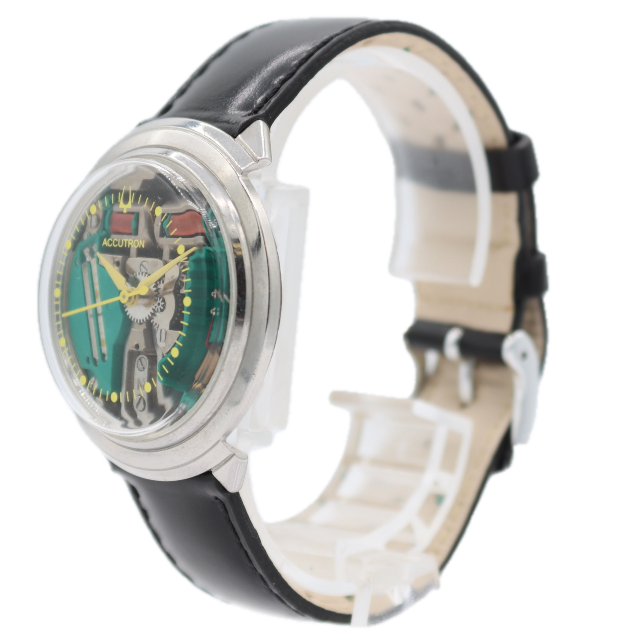 Vintage 36mm 1971 Accutron Spaceview Men's Tuning Fork Wristwatch 214 USA Steel