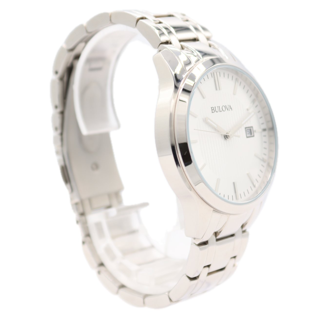 40mm Bulova Date 96B245 Classic Silver Dial Men's Quartz Wristwatch USA Steel