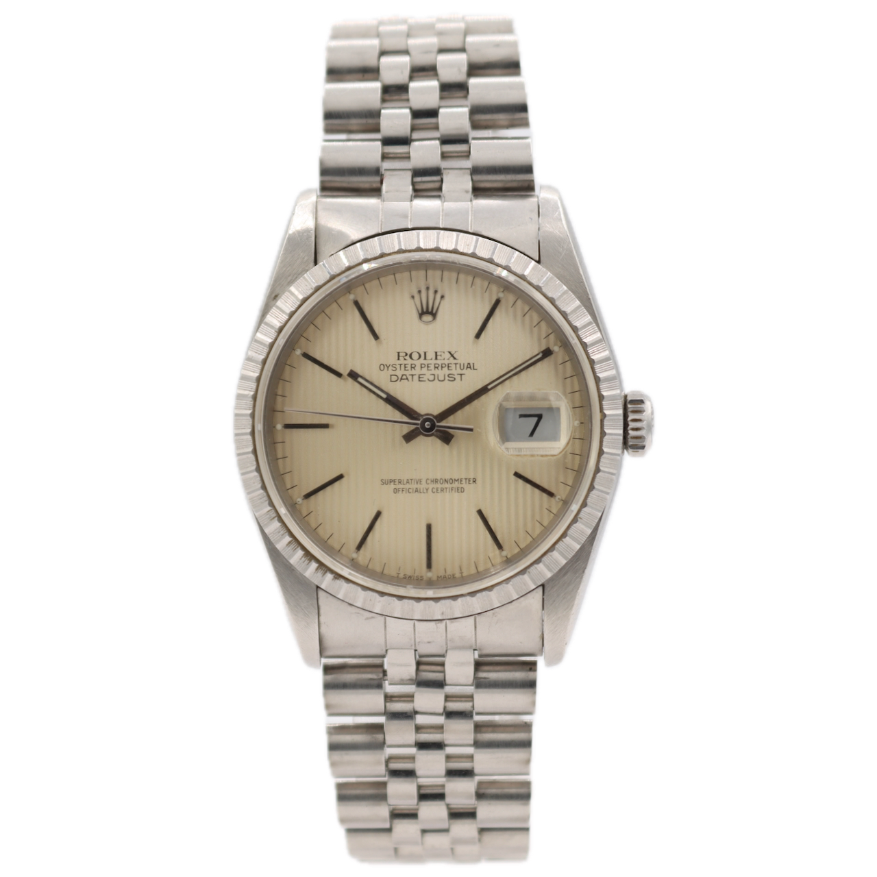 Vintage 1991 Rolex 16220 Datejust Tapestry Men's Automatic Wristwatch Steel