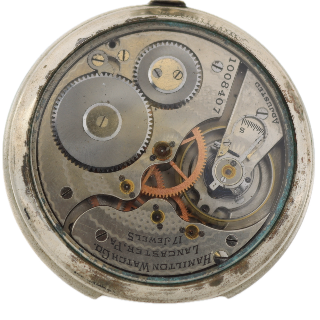 Antique 16s 1913 Hamilton Salesman Case 17 Jewel Mechanical Pocket Watch 974